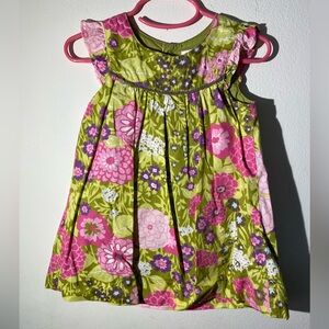 Green and pink floral dress. 24 months.